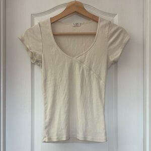 Brandy Melville Cream Fitted Short Sleeve Tee